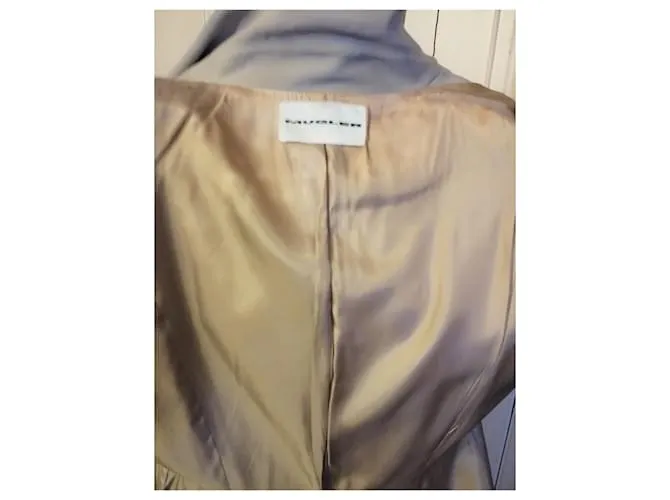Thierry Mugler CHAQUETA MUGLER CREPÉ SUAVE GRÁFICO CRUZADO T FIRMADA 38/40 Beige 