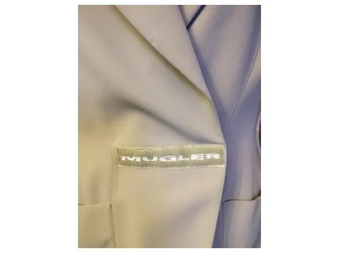 Thierry Mugler CHAQUETA MUGLER CREPÉ SUAVE GRÁFICO CRUZADO T FIRMADA 38/40 Beige 