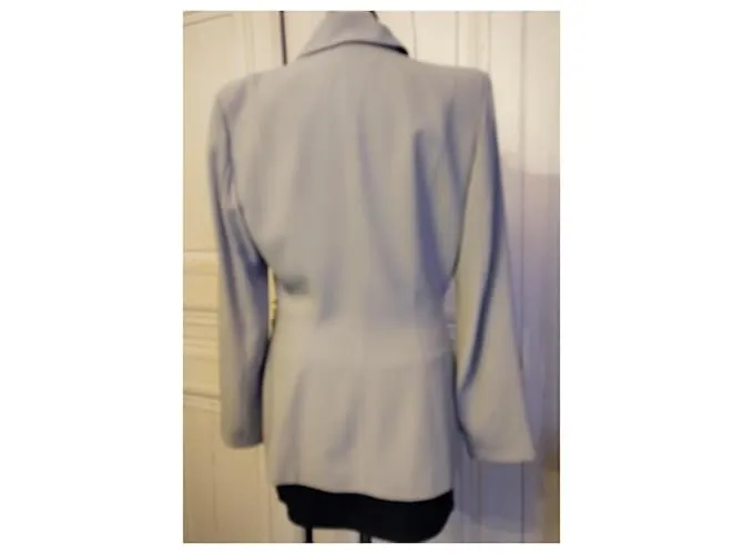 Thierry Mugler CHAQUETA MUGLER CREPÉ SUAVE GRÁFICO CRUZADO T FIRMADA 38/40 Beige 