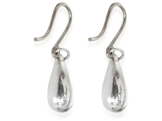 Tiffany & Co TIFFANY Y COMPAÑIA. Pendientes con forma de lágrima de Elsa Peretti en plata de ley 