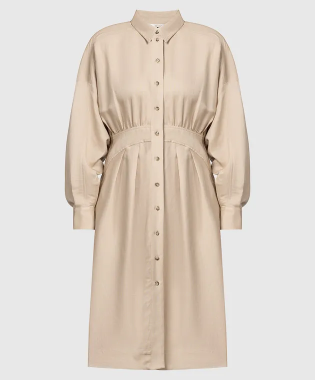 Twinset Beige linen shirt dress with drape