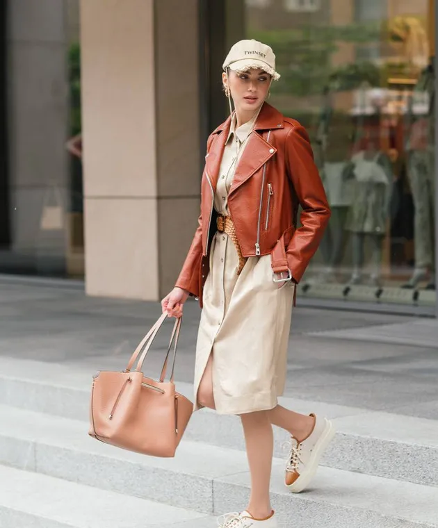Twinset Beige linen shirt dress with drape
