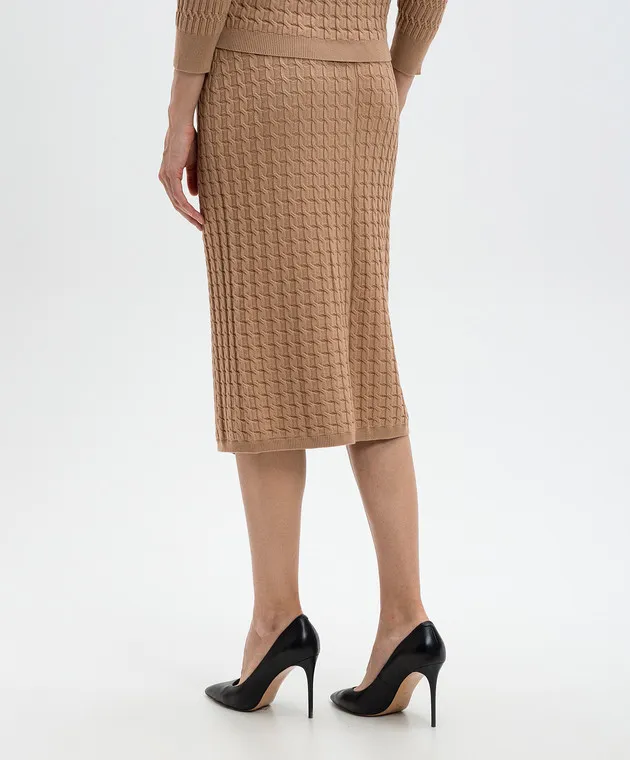 Twinset Beige skirt in a textured pattern with a logo