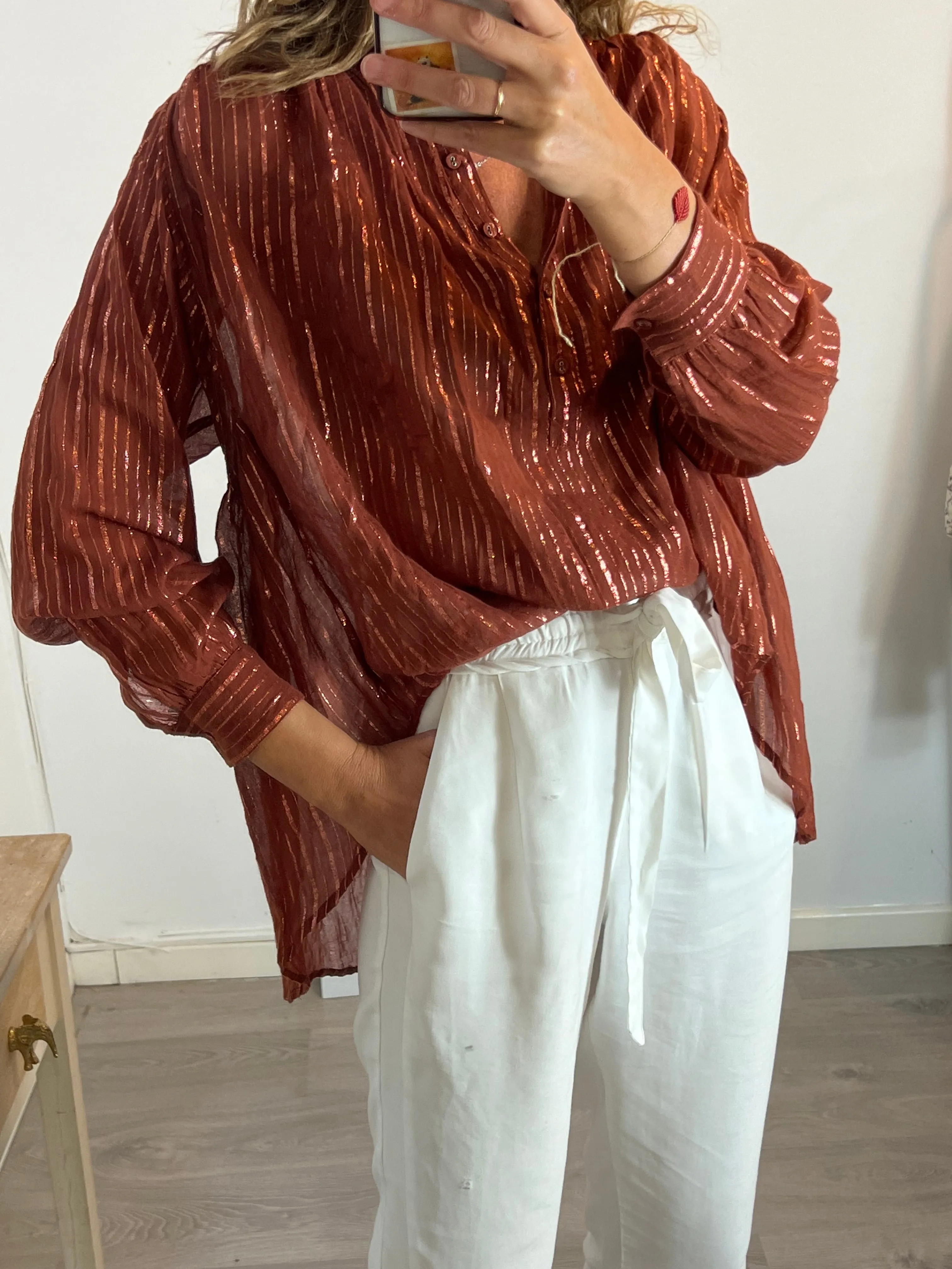ULLA JOHNSON.Blusa rayas oversized T.2(m)