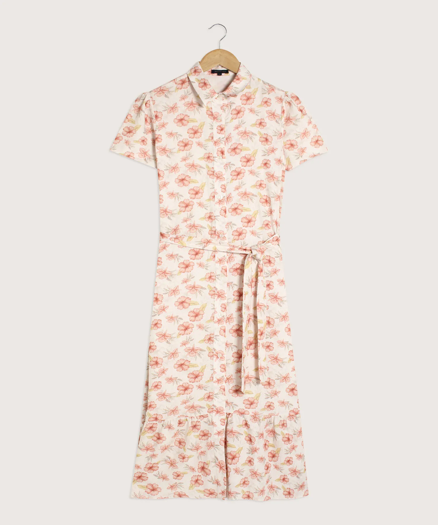 VESTIDO ESTAMPADO CAMISERO CON CINTUR&OACUTE;N