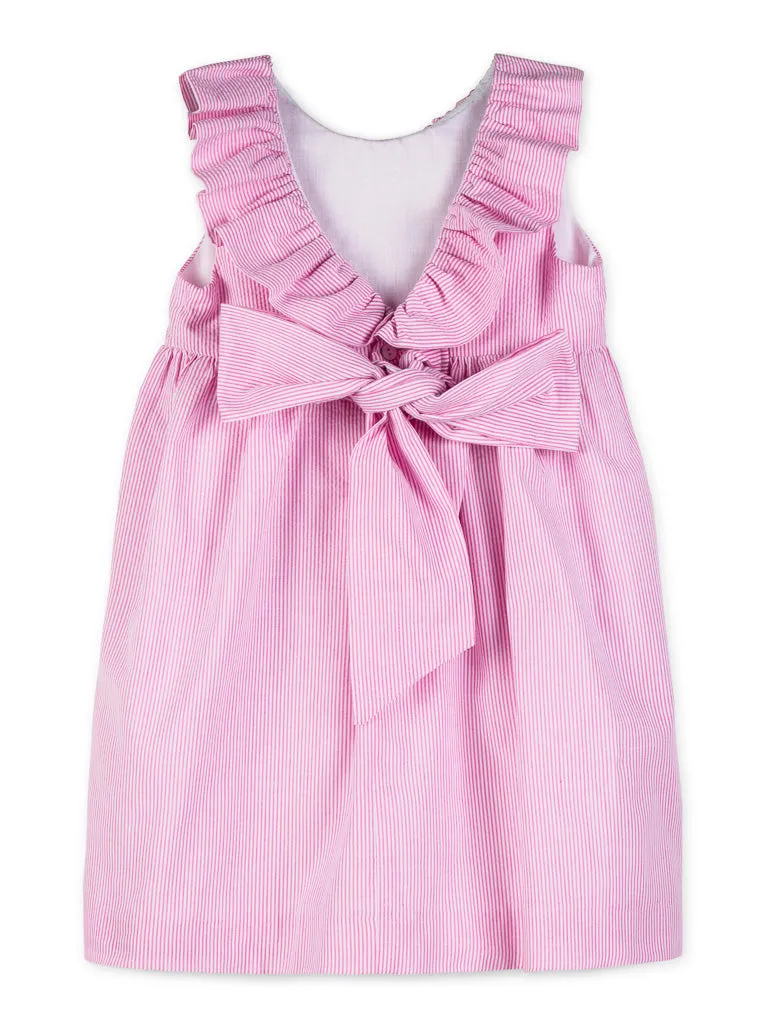 Vestido rayas fresa