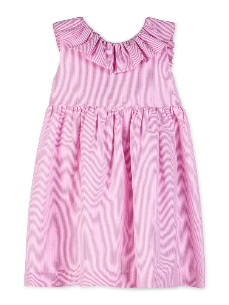 Vestido rayas fresa