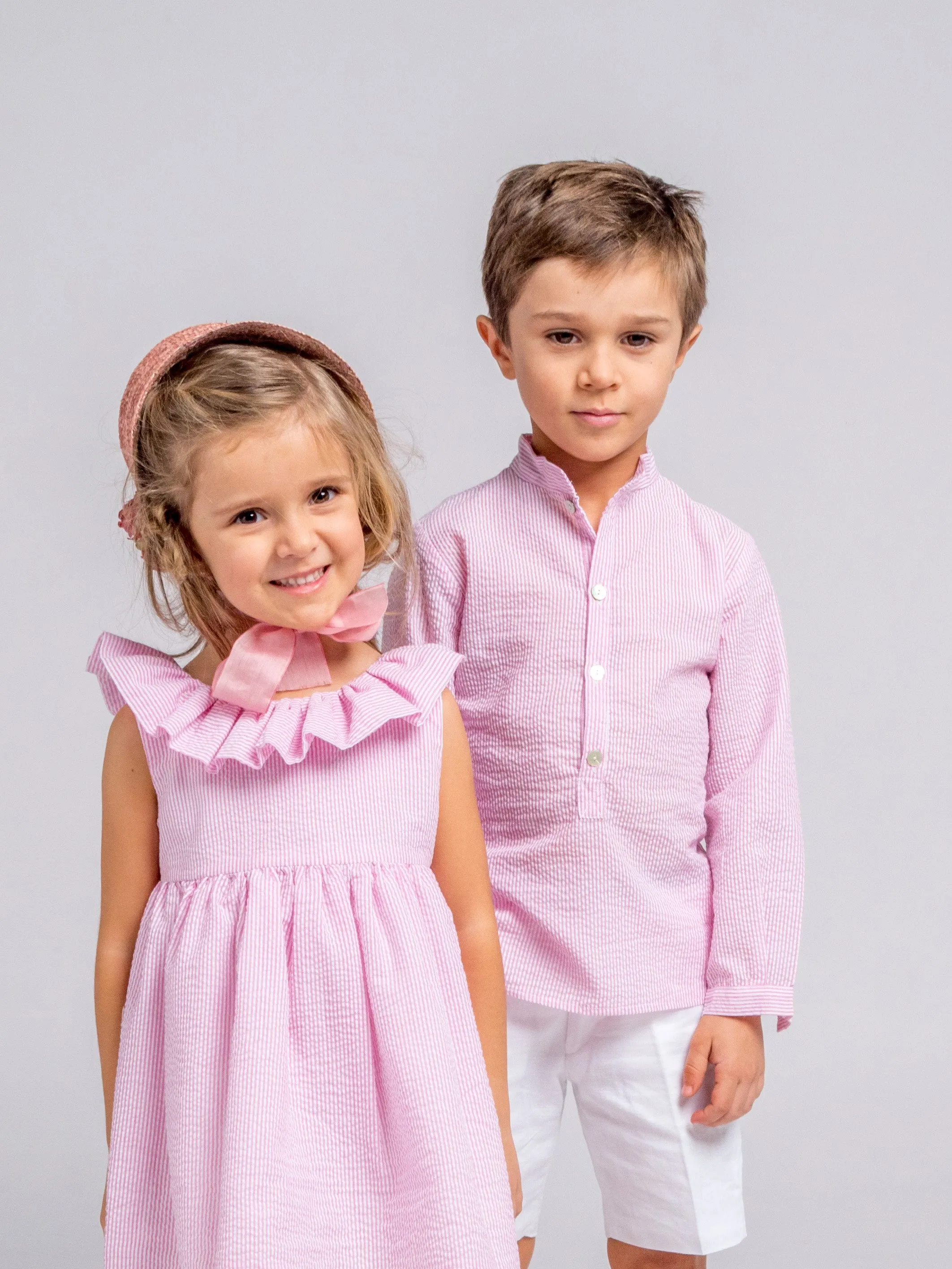 Vestido rayas fresa