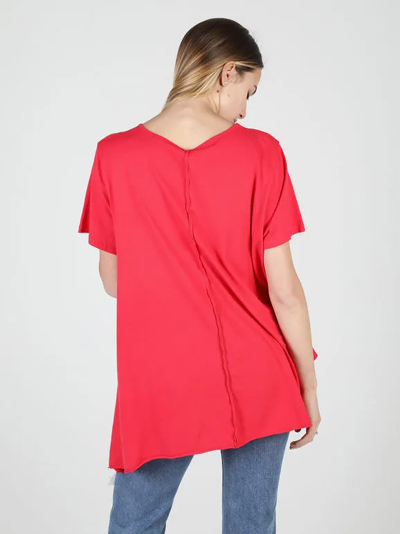 Wendy Trendy Camiseta maxi asimétrica de mujer de algodón