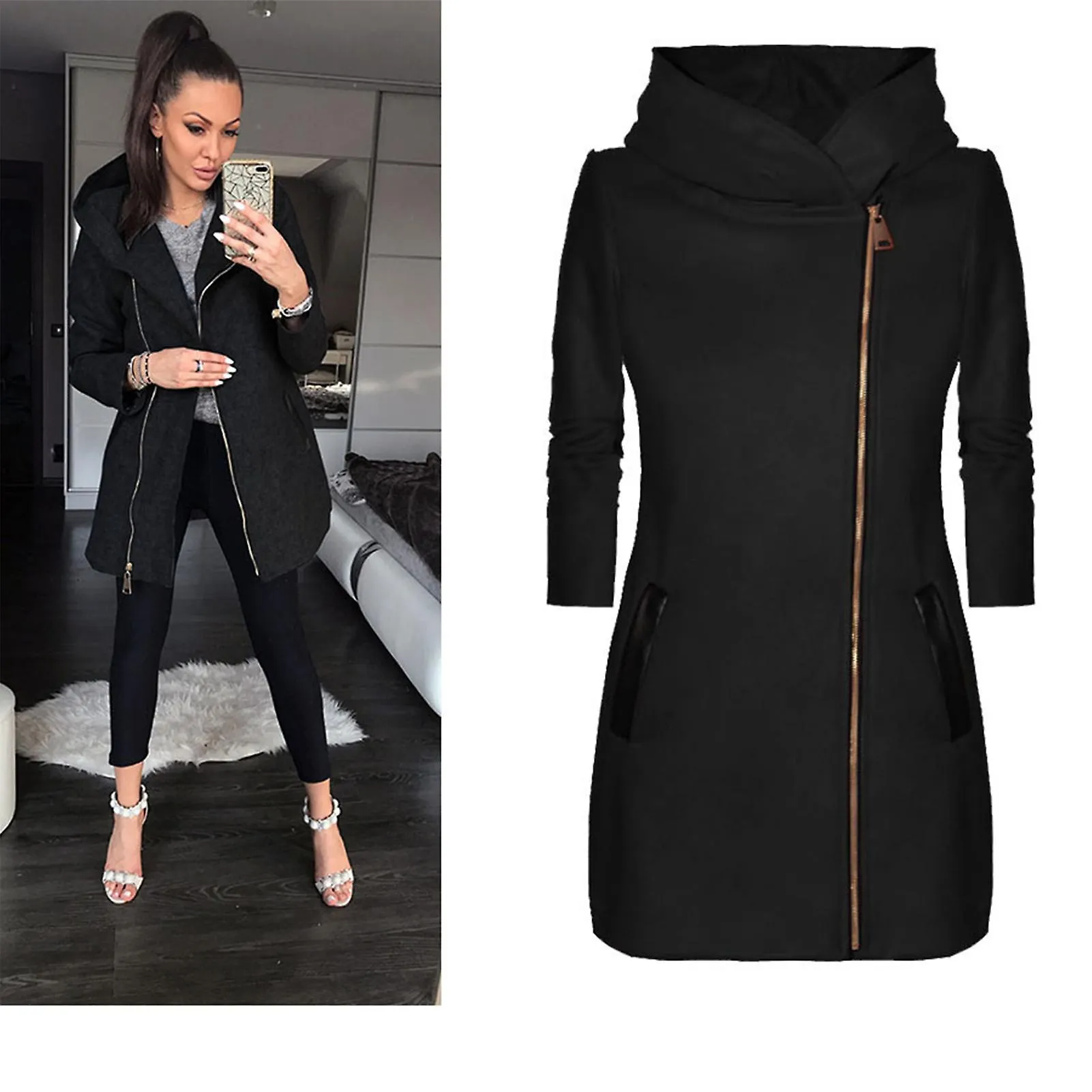 WOMEN'S WINTER OUTWEAR HOODIE COAT FOR WOMENRED