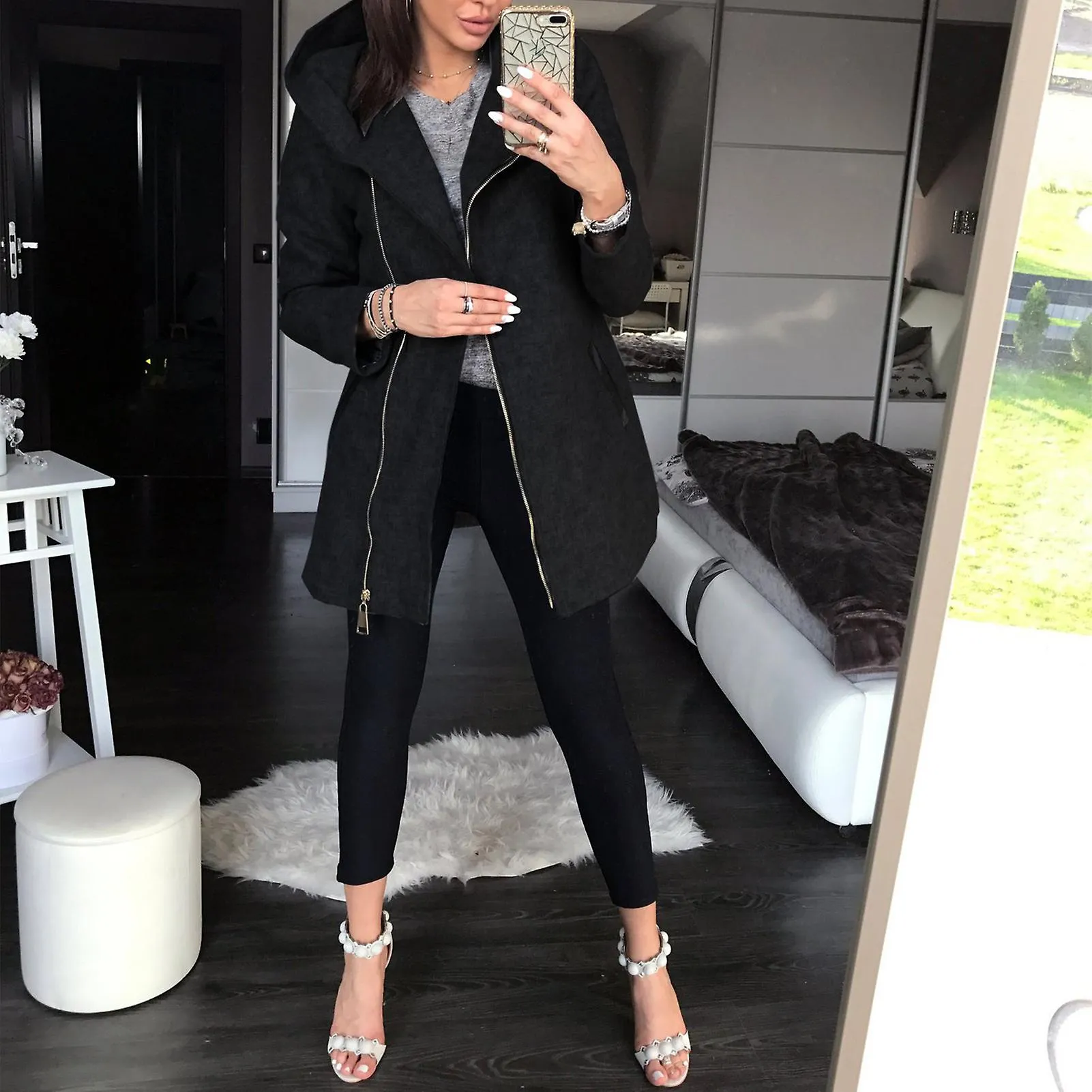 WOMEN'S WINTER OUTWEAR HOODIE COAT FOR WOMENRED